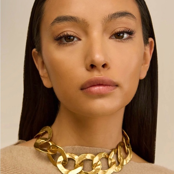 cult gaia Hammered Gold Link Collar Necklace - Picture 5 of 7